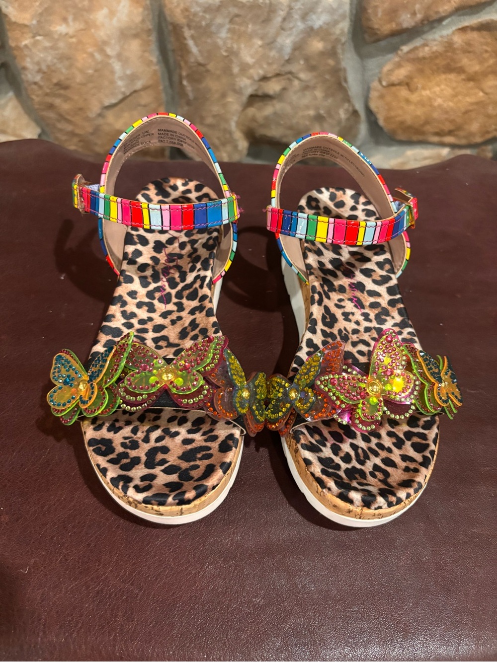 Girls Betsy Johnson rhinestone butterfly sandals